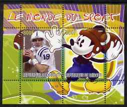 Djibouti 2008 Disney & World of Sport - American Football & Peyton Manning perf sheetlet containing 2 values unmounted mint