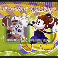 Djibouti 2008 Disney & World of Sport - American Football & Peyton Manning imperf sheetlet containing 2 values unmounted mint