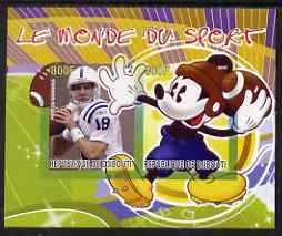 Djibouti 2008 Disney & World of Sport - American Football & Peyton Manning imperf sheetlet containing 2 values unmounted mint