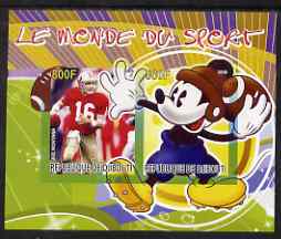 Djibouti 2008 Disney & World of Sport - American Football & Joe Montana imperf sheetlet containing 2 values unmounted mint