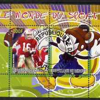 Djibouti 2008 Disney & World of Sport - American Football & Joe Montana perf sheetlet containing 2 values fine cto used