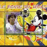 Djibouti 2008 Disney & World of Sport - Football & Diego Maradona perf sheetlet containing 2 values fine cto used