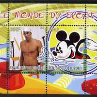 Djibouti 2008 Disney & World of Sport - Swimming & Michael Phelps perf sheetlet containing 2 values unmounted mint