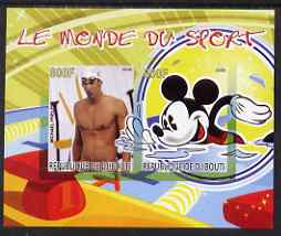 Djibouti 2008 Disney & World of Sport - Swimming & Michael Phelps imperf sheetlet containing 2 values unmounted mint