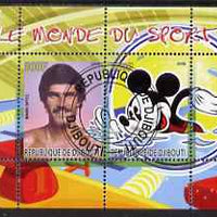 Djibouti 2008 Disney & World of Sport - Swimming & Mark Spitz perf sheetlet containing 2 values fine cto used