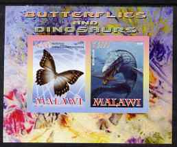 Malawi 2008 Butterflies & Dinosaurs #1 imperf sheetlet containing 2 values unmounted mint