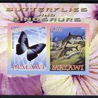 Malawi 2008 Butterflies & Dinosaurs #2 imperf sheetlet containing 2 values unmounted mint