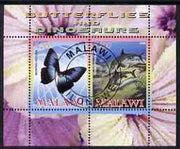 Malawi 2008 Butterflies & Dinosaurs #2 perf sheetlet containing 2 values fine cto used