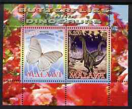Malawi 2008 Butterflies & Dinosaurs #3 perf sheetlet containing 2 values unmounted mint