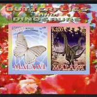 Malawi 2008 Butterflies & Dinosaurs #3 imperf sheetlet containing 2 values unmounted mint