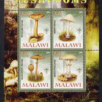 Malawi 2008 Fungi #2 perf sheetlet containing 4 values, each with Scout logo unmounted mint