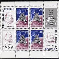 Rumania 1970 Apollo 11 m/sheet containing block of 4 unmounted mint, Mi BL 72