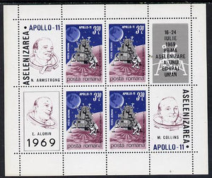 Rumania 1970 Apollo 11 m/sheet containing block of 4 unmounted mint, Mi BL 72