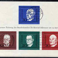 Germany - West 1968 Adenauer Commemoration (1st issue) m/sheet fine cds used SG MS1459