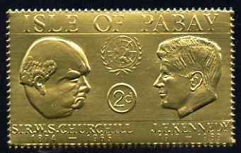 Pabay 1967 Churchill & Kennedy 2d value embossed in gold foil (perf) unmounted mint (Rosen PA59)