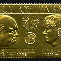 Pabay 1967 Churchill & Kennedy 1s value embossed in gold foil (perf) unmounted mint (Rosen PA62)
