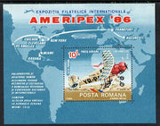Rumania 1986 Ameripex Stamp Exhibition m/sheet (Airplane & Map) unmounted mint Mi BL 227