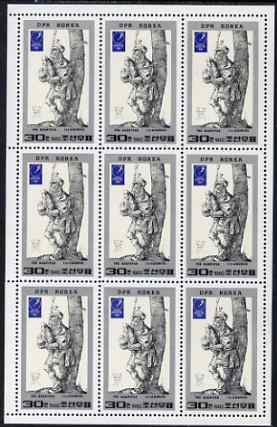 North Korea 1982 Essen Stamp Fair 30ch Bagpiper by Durer complete sheetlet of 9 values unmounted mint SG N2183