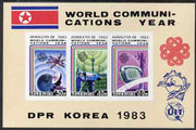 North Korea 1983 World Communications Year imperf m/sheet (3 values) from a limited printing, unmounted mint SG MS N2350a