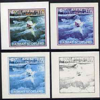 Gairsay 1984 Los Angeles Olympic Games - Canoeing 11p the set of 4 imperf progressive proofs comprising 1, 2, 3 and all 4-colour composites, unmounted mint