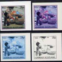 Gairsay 1984 Los Angeles Olympic Games - Long Jump 18p the set of 4 imperf progressive proofs comprising 1, 2, 3 and all 4-colour composites, unmounted mint