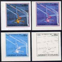 Gairsay 1984 Los Angeles Olympic Games - Water Polo 26p the set of 4 imperf progressive proofs comprising 1, 2, 3 and all 4-colour composites, unmounted mint