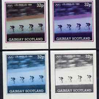 Gairsay 1984 Los Angeles Olympic Games - Cycling 32p the set of 4 imperf progressive proofs comprising 1, 2, 3 and all 4-colour composites, unmounted mint