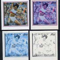 Gairsay 1984 Los Angeles Olympic Games - Hurdling 40p the set of 4 imperf progressive proofs comprising 1, 2, 3 and all 4-colour composites, unmounted mint