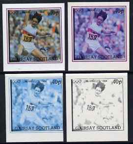Gairsay 1984 Los Angeles Olympic Games - Hurdling 40p the set of 4 imperf progressive proofs comprising 1, 2, 3 and all 4-colour composites, unmounted mint