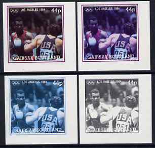 Gairsay 1984 Los Angeles Olympic Games - Boxing 44p the set of 4 imperf progressive proofs comprising 1, 2, 3 and all 4-colour composites, unmounted mint