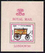 Cambodia 1990 London Stamp Exhibition - Horse Deawn Transport perf m/sheet unmounted mint SG MS 1057