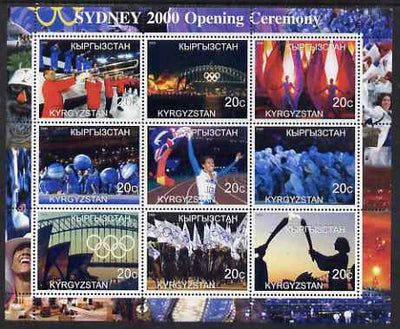 Kyrgyzstan 2000 Sydney Olympic Games (Opening Ceremony) perf sheetlet containing set of 9 values unmounted mint