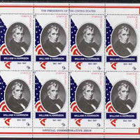 Staffa 1982 Presidents of the United States #09 William H Harrison perf sheetlet containing 8 x 9p values unmounted mint