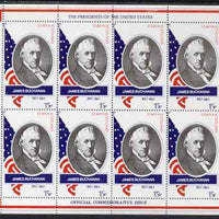 Staffa 1982 Presidents of the United States #15 James Buchanan perf sheetlet containing 8 x 15p values unmounted mint