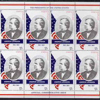 Staffa 1982 Presidents of the United States #17 Andrew Johnson perf sheetlet containing 8 x 17p values unmounted mint