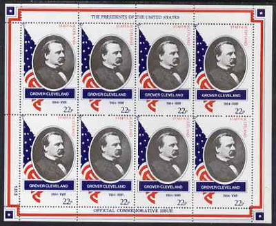 Staffa 1982 Presidents of the United States #22 Grover Cleveland perf sheetlet containing 8 x 22p values unmounted mint