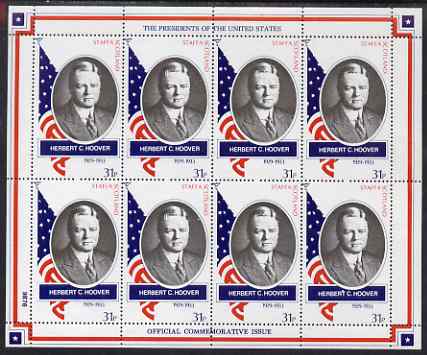 Staffa 1982 Presidents of the United States #31 Herbert C Hoover perf sheetlet containing 8 x 31p values unmounted mint