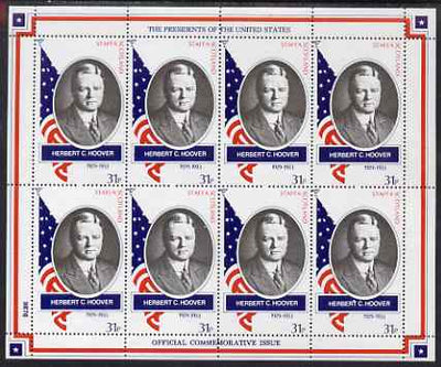 Staffa 1982 Presidents of the United States #31 Herbert C Hoover perf sheetlet containing 8 x 31p values unmounted mint