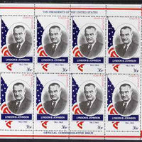 Staffa 1982 Presidents of the United States #36 Lyndon B Johnson perf sheetlet containing 8 x 36p values unmounted mint