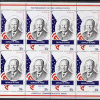 Staffa 1982 Presidents of the United States #38 Gerald R Ford perf sheetlet containing 8 x 38p values unmounted mint