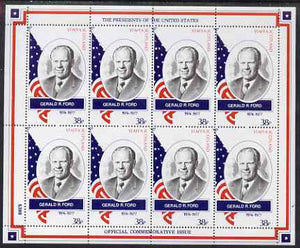 Staffa 1982 Presidents of the United States #38 Gerald R Ford perf sheetlet containing 8 x 38p values unmounted mint
