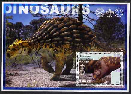 Congo 2002 Dinosaurs #10 (also showing Scout, Guide & Rotary Logos) unmounted mint