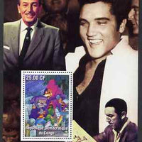 Congo 2002 Birth Centenary of Walt Disney & 25th Anniversary of Death of Elvis #1 perf m/sheet unmounted mint