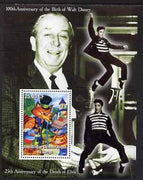 Congo 2002 Birth Centenary of Walt Disneyey & 25th Anniversary of Death of Elvis #2 perf m/sheet unmounted mint