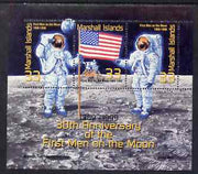 Marshall Islands 1999 30th Anniversary of Moon Landing perf sheetlet containing 3 x 33c values, one stamp imperf at left unmounted mint, as SG MS 1233