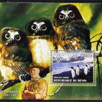 Benin 2006 Penguins #1 (with Olws & Baden Powell in background) perf m/sheet unmounted mint