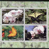 Benin 2005 Butterflies & Orchids perf sheetlet containing 4 values unmounted mint