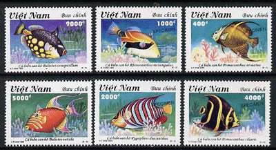 Vietnam 1995 Tropical Fish set of 6 each overprinted SPECIMEN (only 200 sets produced) unmounted mint