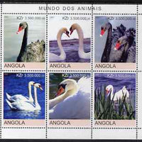 Angola 2000 Swans perf sheetlet containing 6 values unmounted mint. Note this item is privately produced and is offered purely on its thematic appeal