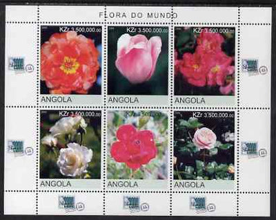 Angola 2000 Flowers #1 perf sheetlet containing 6 values unmounted mint. Note this item is privately produced and is offered purely on its thematic appeal